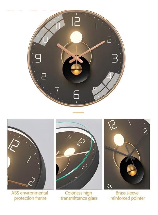 EETU 12 Inch Wall Clock, Silent Non-Ticking Clock Glass Round Clocks Modern Quartz Decorative for Home Living Room Bedroom Kitchen - Image 3